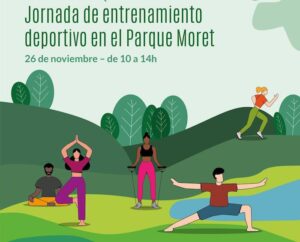 Cartel anunciador de la Jornada de entrenamiento deportivo en el Parque Moret.