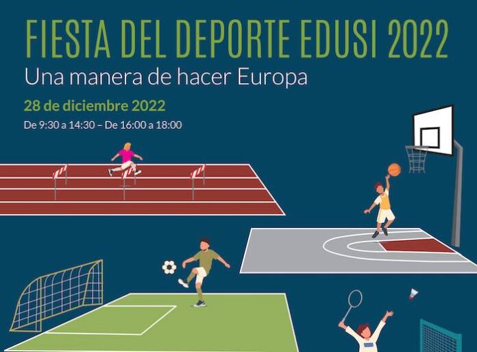 Cartel anunciador de La Fiesta del Deporte 2022 que pone en marcha el Ayuntamiento de Huelva y que tendrá lugar el 28 de diciembre.