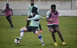 Último entrenamiento del Recre antes del partido del domingo ante el At. Mancha Real. / Foto: @recreoficial.