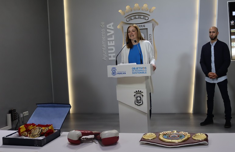 Un momento de la presentación de la velada de boxeo que tendrá lugar en Huelva este próximo sábado.