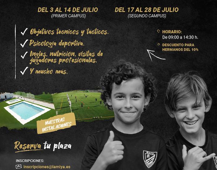 Cartel anunciador del Campus de Fútbol Base y Porteros, que organiza el CD Lamiya.