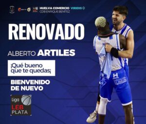 Artiles, primer jugador que renueva por el Huelva Comercio Viridis para jugar en la LEB Plata. / Foto: @CDB_EBenitez.