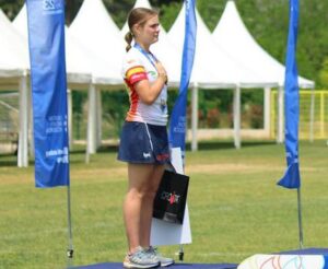 Leyre Fernández en el podio en el Gran Premio de Europa de Umag en Croacia. / Foto: @clubasirio.