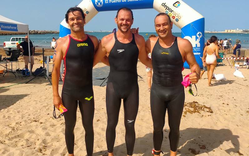 Podio de la prueba celebrada en El Puerto de Santa María, con Rubén Gutiérrez en la tercera plaza.