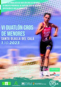 Cartel anunciador del VI Duatlón Cros de Menores Santa Olalla del Cala de este domingo.