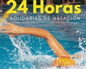 Cartel anunciador de las 24 Horas Solidarias de Natación en Bollullos.