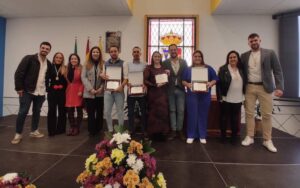 Galardonados durante la V Gala del Deporte de Beas.