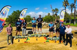 Los primeros clasificados en la III Marcha Nórdica de Palos de la Frontera-Campeonato de Huelva.