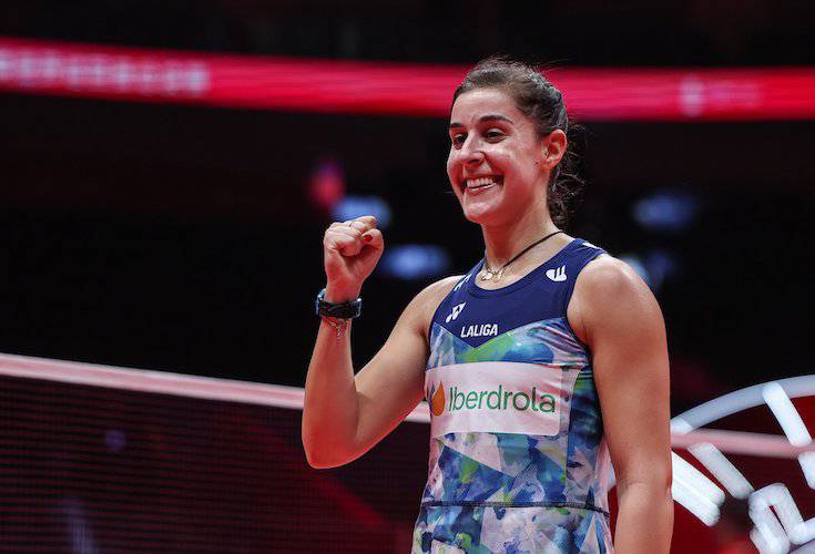 Triunfo de Carolina Marín en su primer partido en las BWF World Tour Finals que se celebra estos días en Hangzhou (China). / Foto: Badminton Photo.