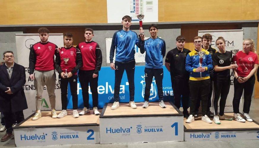 Uno de los podios del reciente Campeonato de Andalucía de Tenis de Mesa 2023 que se ha celebrado en Huelva.