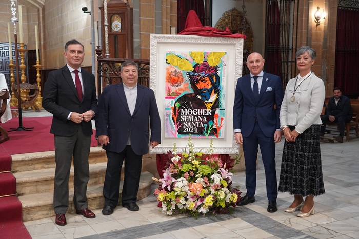 El gran artista gráfico moguereño Miguel Rodríguez nos presenta un cartel impactante con una imagen de Padre Jesús Nazareno.