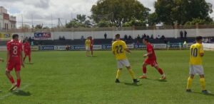 La Palma logró un trabajado punto en el estadio Guadalquivir donde pudo empatar sin goles con el Coria. / Foto: @LaPalmaCF.