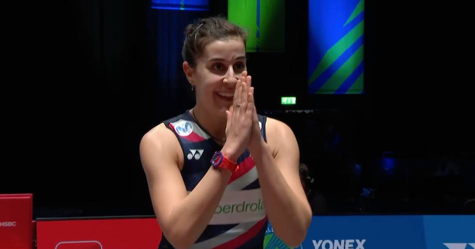 Sensacional partido de Carolina Marín que derrotó a la china Chen Yu Fei accediendo a la semifinal en Birminghan donde espera la taiwanesa Tau Tzu Ying. / Foto: Captura imagen BWF TV.