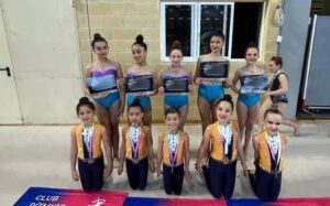 Deportistas del Club Rítmico Colombino que van a tomar parte este fin de semana en la Final Andaluza Promesa en San Pedro de Alcántara (Málaga).