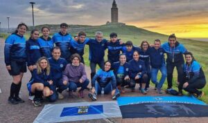 Representantes del CD Multideporte Huelva en el Campeonato de España de Clubes de Marcha Nórdica celebrado en La Coruña.