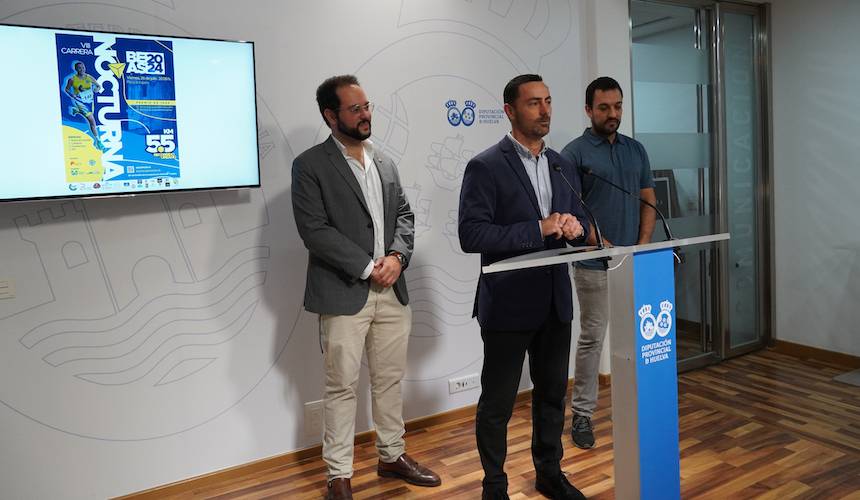 Un momento de la presentación en la Diputación Provincial de Huelva de la VIII Carrera Nocturna de Beas del próximo 26 de julio.