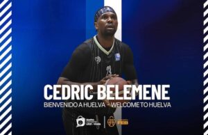 El poderío físico permite al nuevo jugador del Huelva Comercio, Cedric Belemene, ser decisivo en ambos lados de la cancha. / Foto: @HuelvaComercioL.