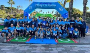 Deportistas del CD Multideporte Huelva que tomaron parte en La Rábida en la quinta prueba de la Copa de Andalucía de Marcha Nórdica.