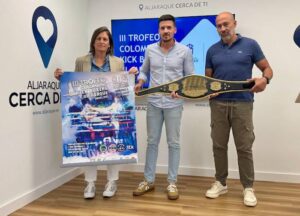 Un momento de la presentación del III Trofeo Colombino de Kick Boxing que tendrá lugar este próximo sábado en Aljaraque.